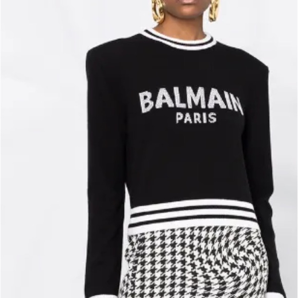 Authentic Balmain intarsia-knit logo jumper. - Picture 8 of 16